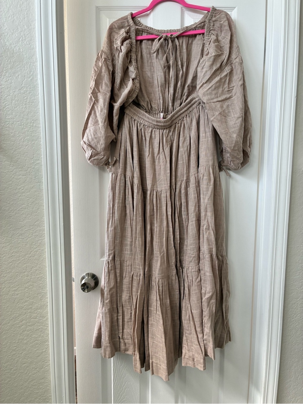 Free People Backless Tiered Maxi Dress in Taupe